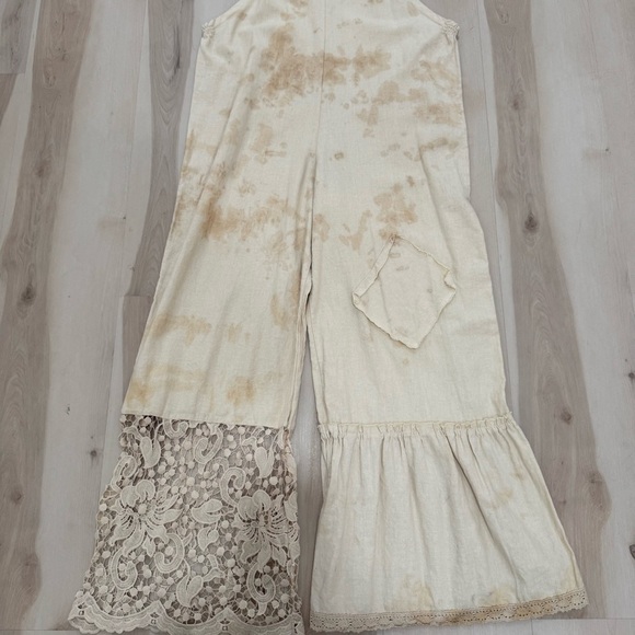 NWT Women's Medium Overalls Tan Cream Bohemian Crochet - Picture 6 of 16